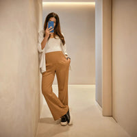 pantalon maternidad palazzo rib moca