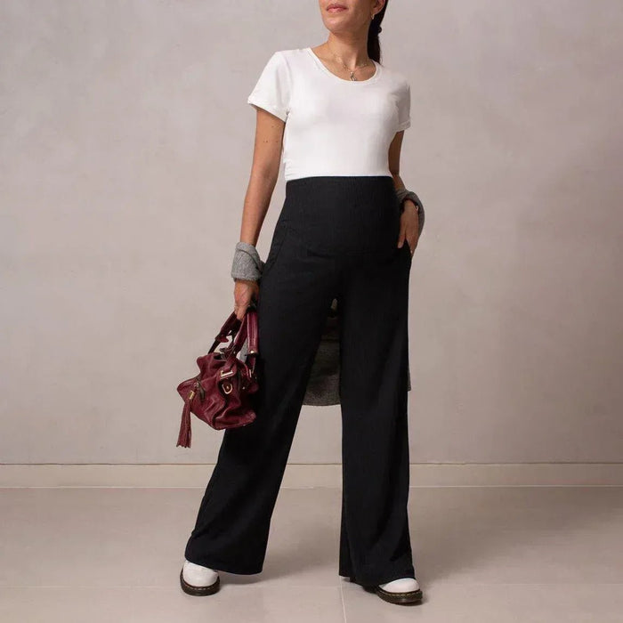 pantalon maternidad palazzo rib negro