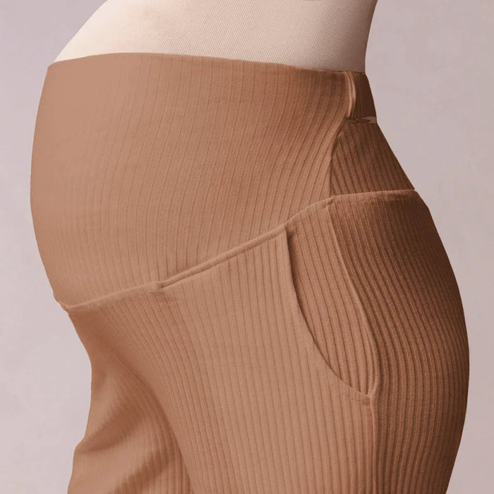 pantalon maternidad palazzo rib moca