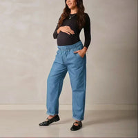 pantalon maternidad cintura resortada chambray
