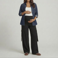 Pantalón de maternidad palazzo cargo negro ohmamá