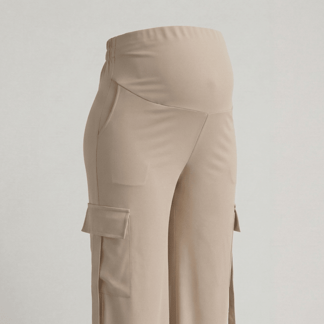 pantalón materno palazzo cargo detalle ohmama