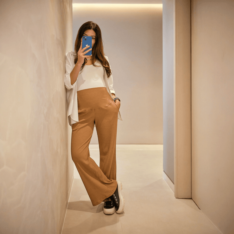 Pantalón para Embarazadas Palazzo Rib - Ohmamá Ropa de Maternidad