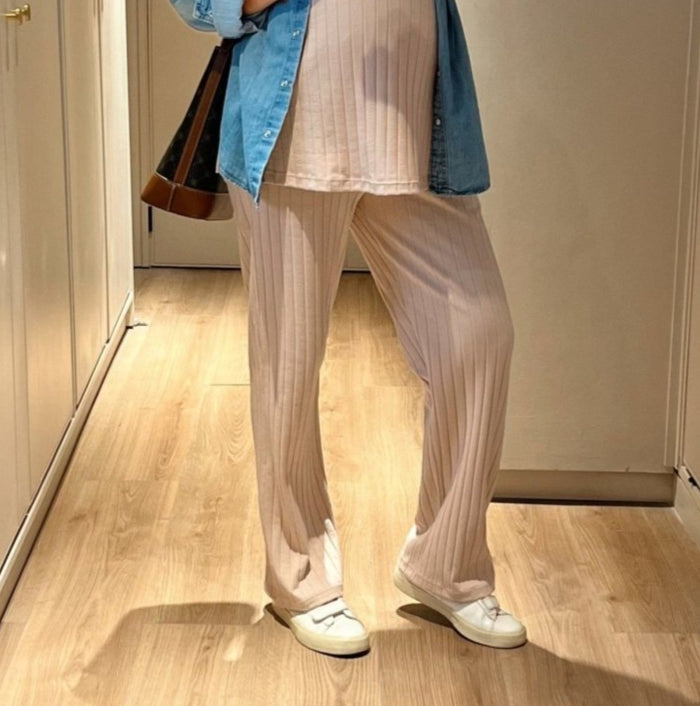 Set Pantalón y Blusa Materna RIB espaciado Ohm - Ohmamá Ropa de Maternidad
