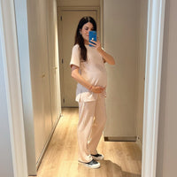 Set Pantalón y Blusa Materna RIB espaciado Ohm - Ohmamá Ropa de Maternidad