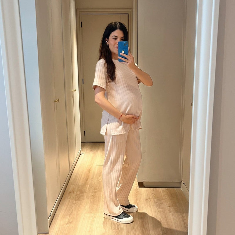Set Pantalón y Blusa Materna RIB espaciado Ohm - Ohmamá Ropa de Maternidad