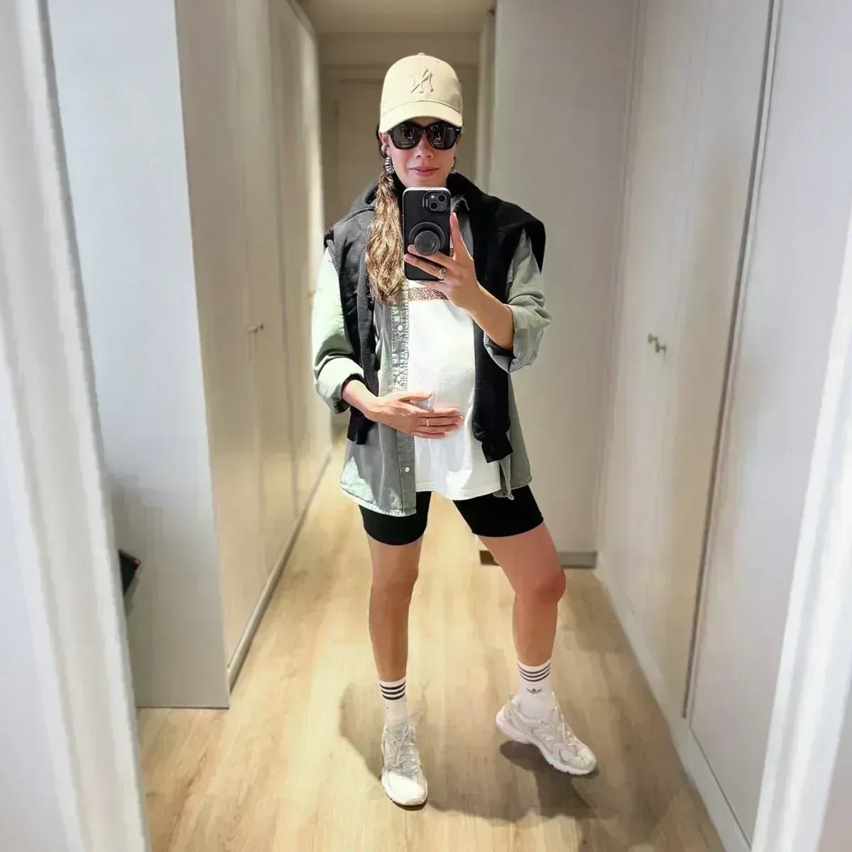 short maternidad biker cintura alta