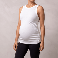 Top materno blanco Pligues laterales