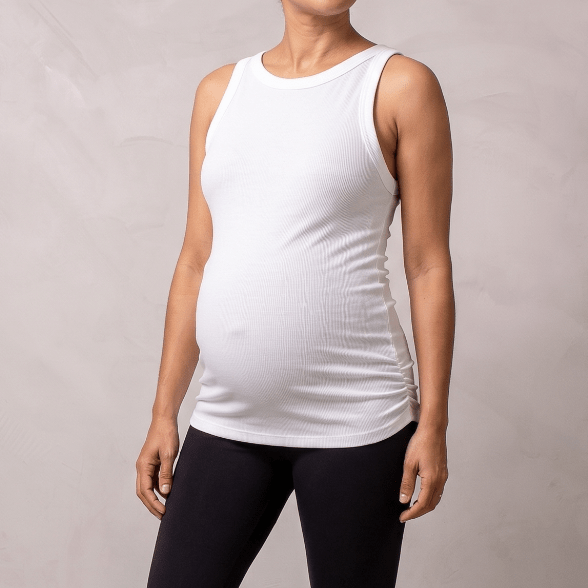 Top materno blanco Pligues laterales