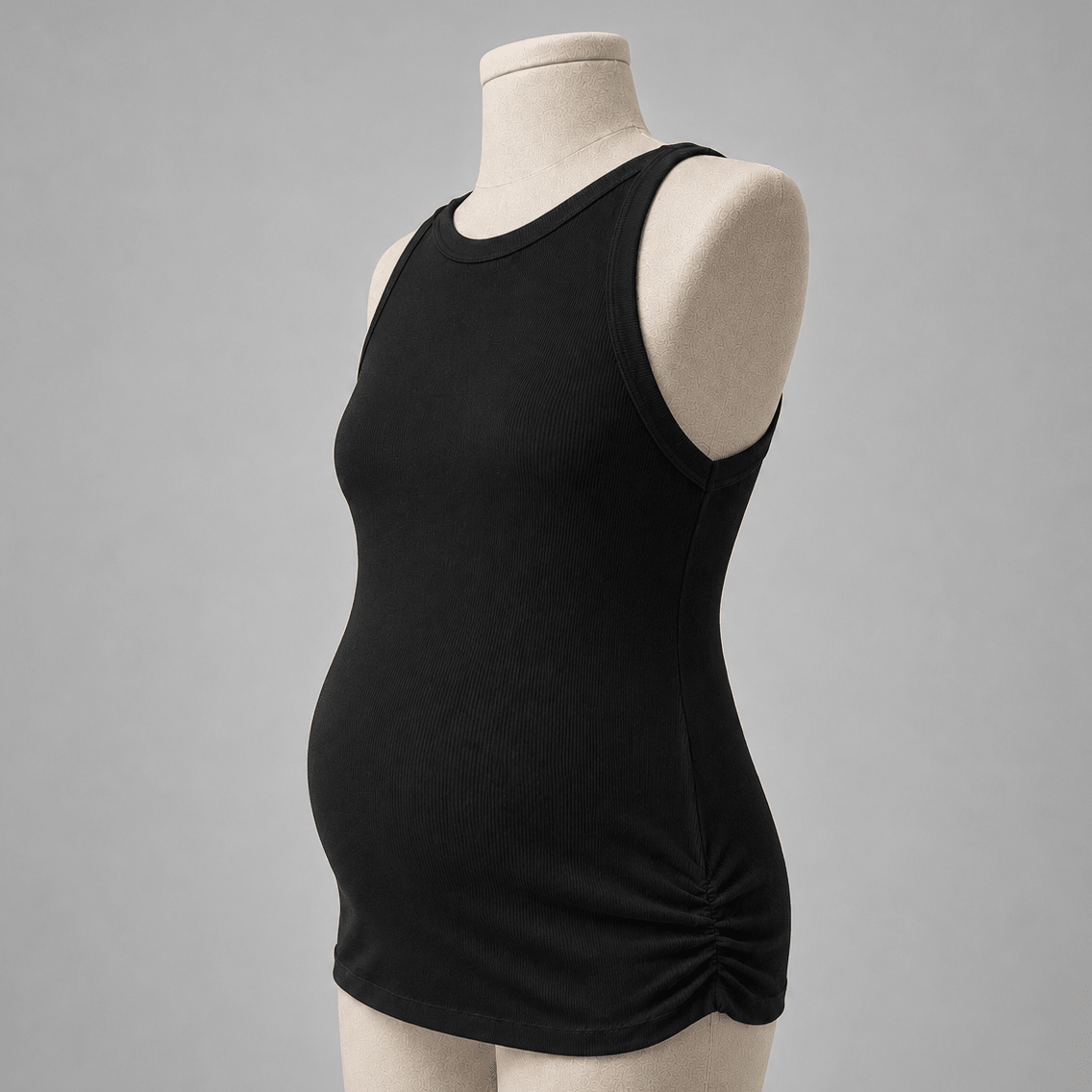 top materno rib pliegues laterales negro Ohmamá
