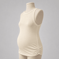 top de embarazo rib pliegues laterales beige frente