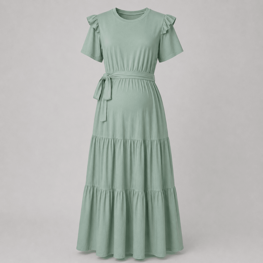 vestido Materno largo verde agua