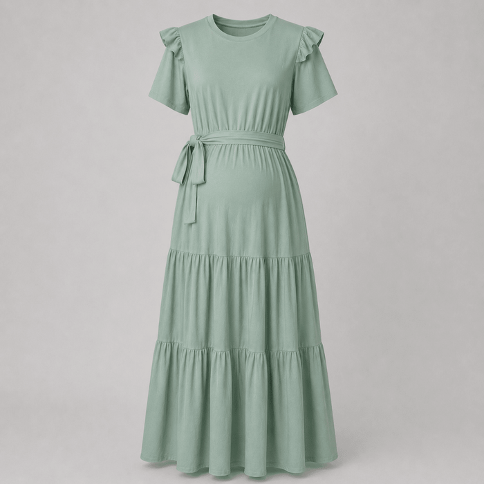 vestido Materno largo verde agua