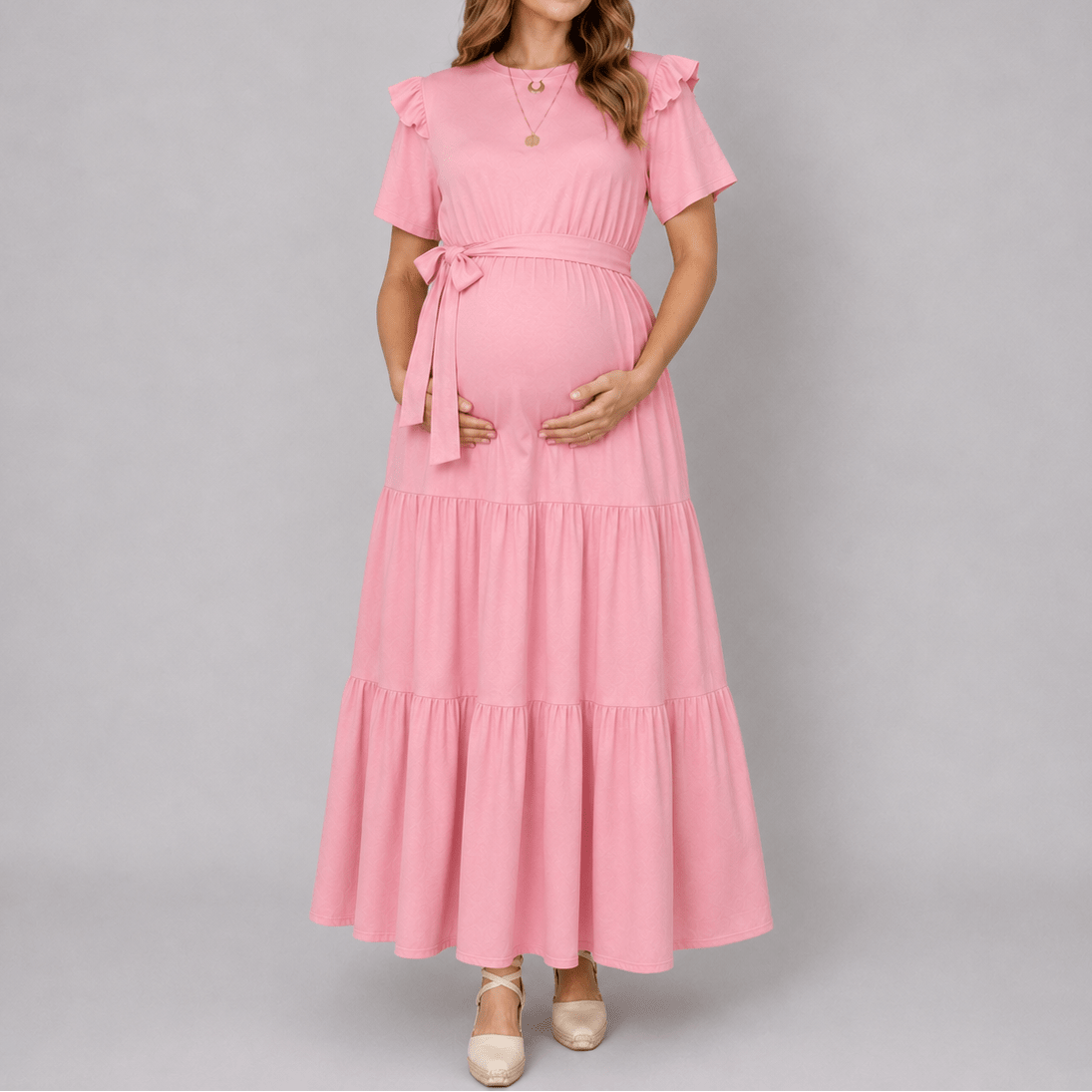 vestido de maternidad largo palo de rosa