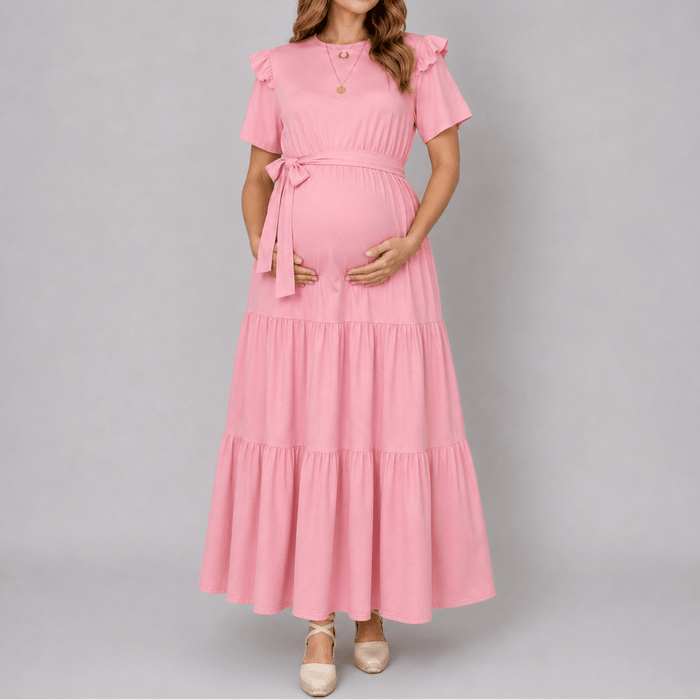 vestido de maternidad largo palo de rosa