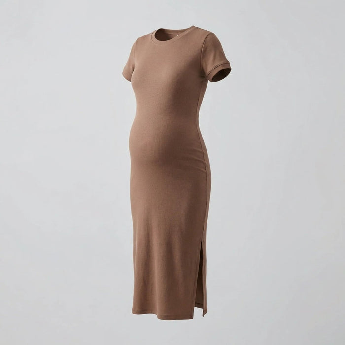 vestido de maternidad manga corta café moca 