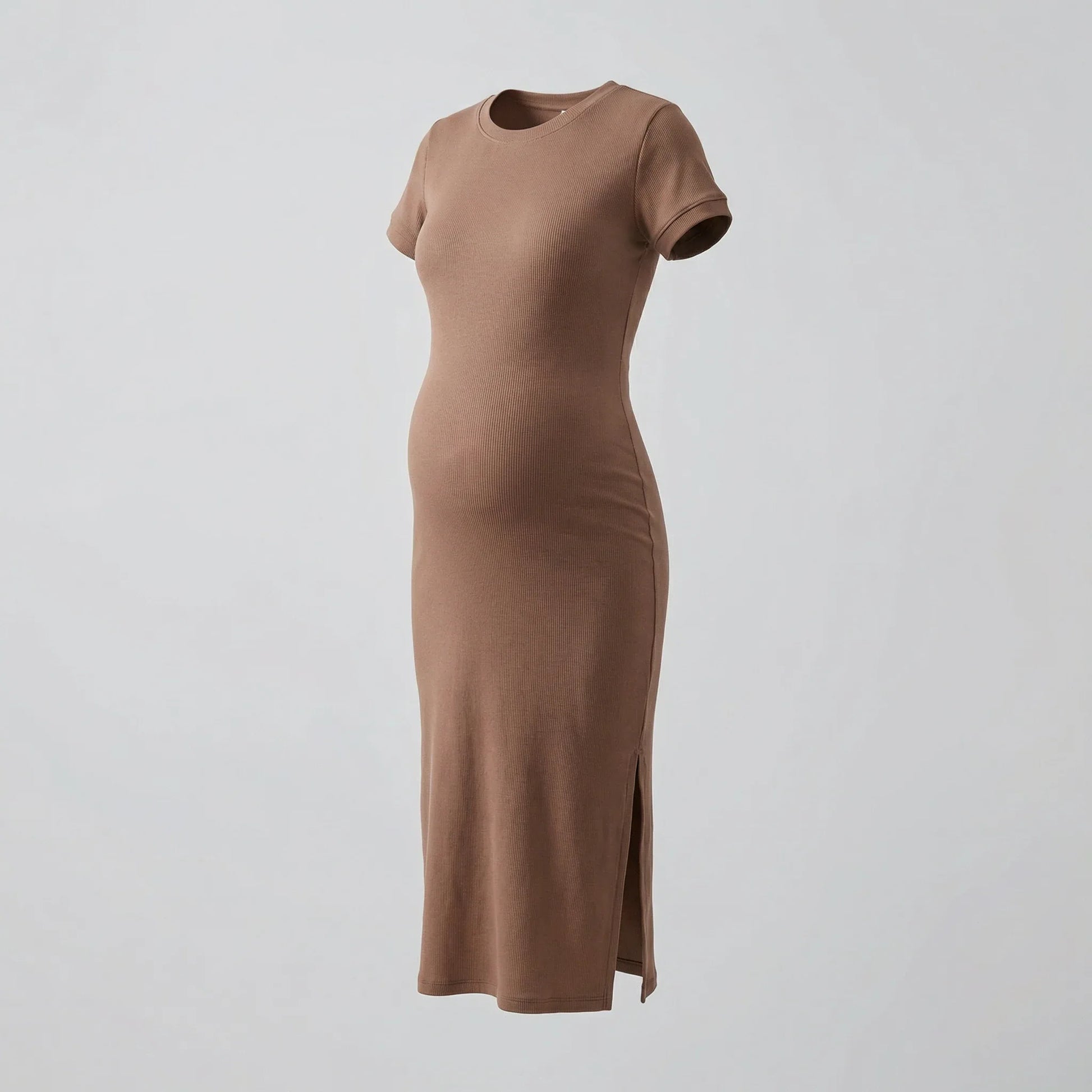 vestido de maternidad manga corta café moca 