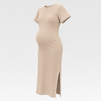 vestido de maternidad olivia rib beige crema