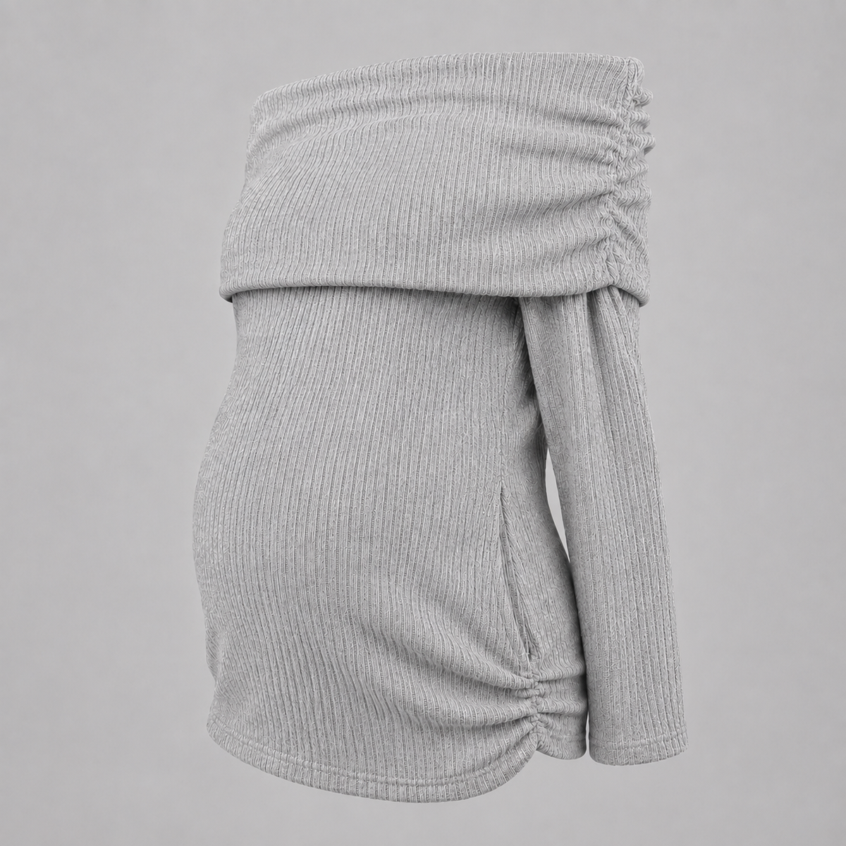 zoom Blusa de embarazo cuello bandeja Gris claro look Ohmamá