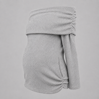 zoom Blusa de embarazo cuello bandeja Gris claro look Ohmamá