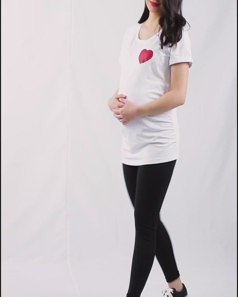 Camiseta Estampada Materna - Corazón - Sistema Pliegues Laterales Ohm