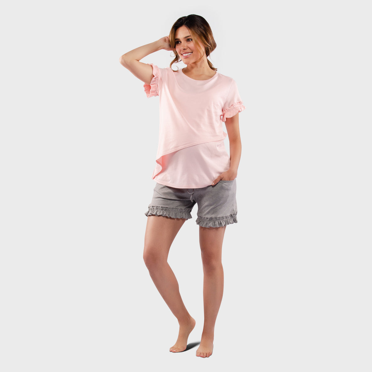 Pijama de Maternidad Lactancia Premium, Short Ohm