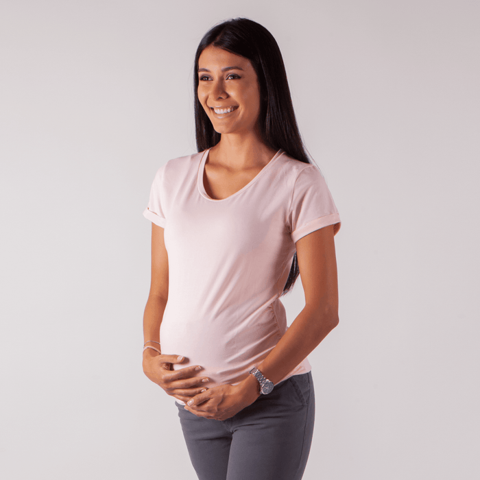 Camiseta de Embarazo Premium Pliegues Laterales Ohm - Ohmamá Ropa de Maternidad