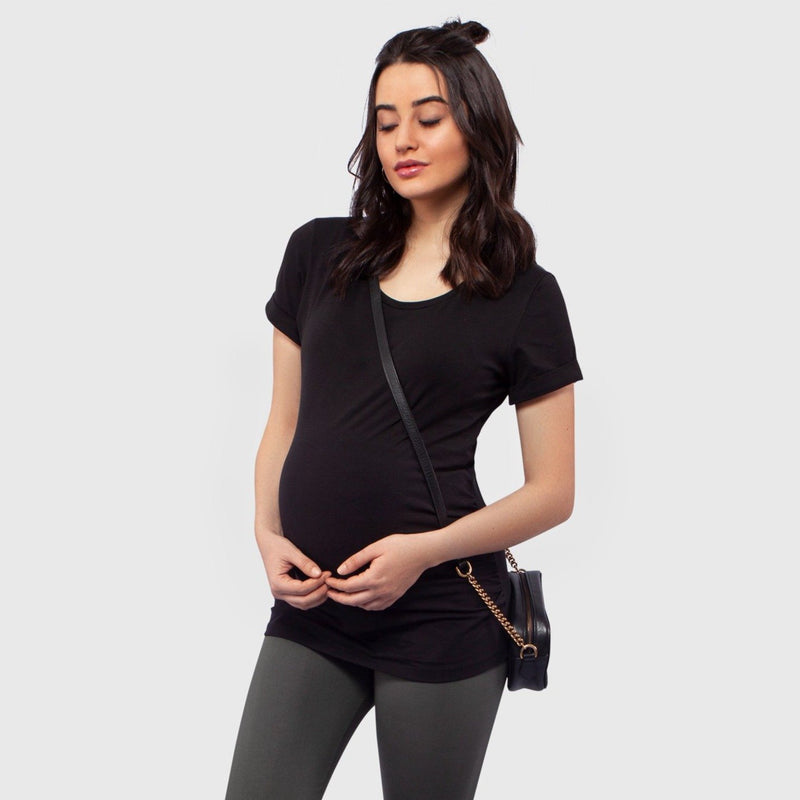 Camiseta de Embarazo Premium Pliegues Laterales Ohm - Ohmamá Ropa de Maternidad