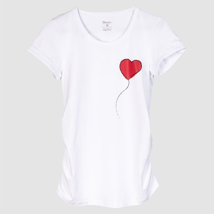 Camiseta Estampada Materna - Corazón - Sistema Pliegues Laterales - Ohmamá Ropa de Maternidad
