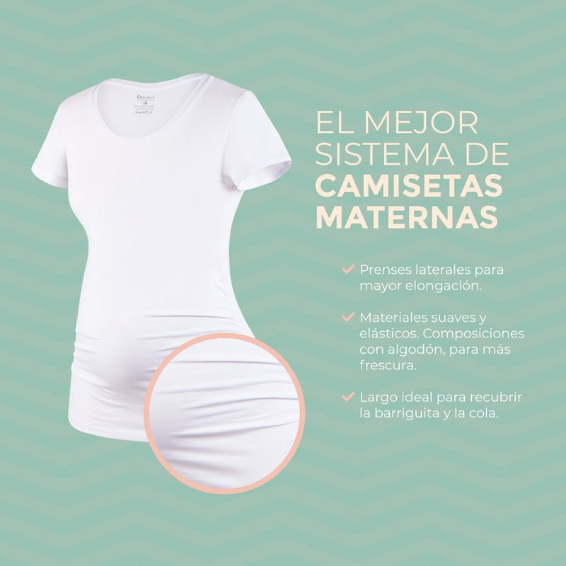 Camiseta para Embarazadas - Corazón Rayas - Sistema Pliegues Laterales Ohm - Ohmamá Ropa de Maternidad
