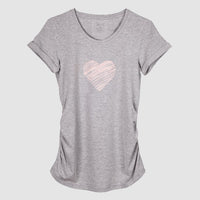 Camiseta para Embarazadas - Corazón Rayas - Sistema Pliegues Laterales Ohm - Ohmamá Ropa de Maternidad