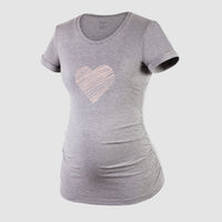 Camiseta para Embarazadas - Corazón Rayas - Sistema Pliegues Laterales Ohm - Ohmamá Ropa de Maternidad