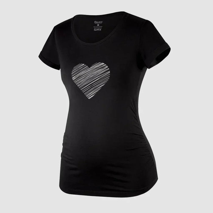 Camiseta para Embarazadas - Corazón Rayas - Sistema Pliegues Laterales Ohm - Ohmamá Ropa de Maternidad