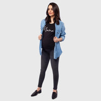 Jeans Materno, Super Skinny Gris Oscuro Ohm - Ohmamá Ropa de Maternidad