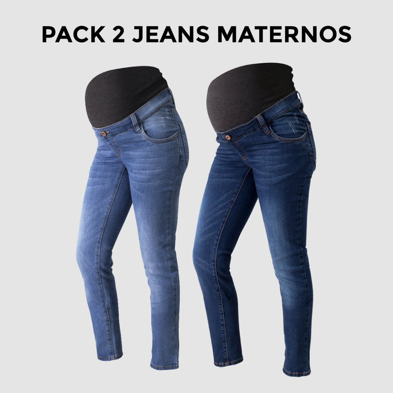 Pack 2 Jeans para Embarazadas Olivia Claro Ohm - Ohmamá Ropa de Maternidad