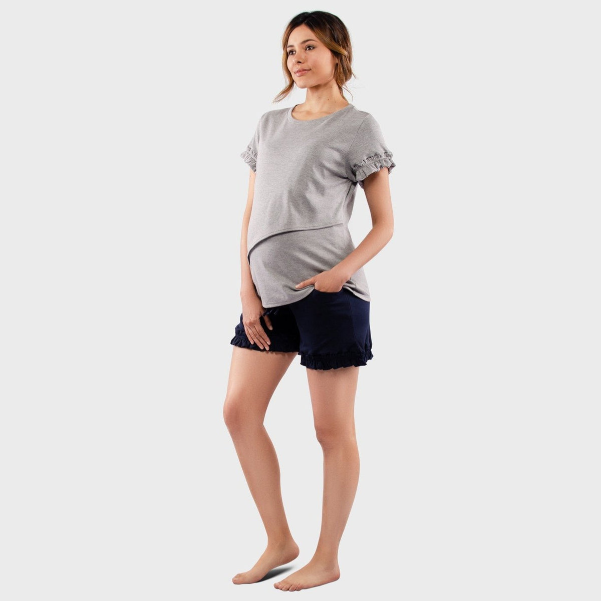 Pijama de Maternidad Lactancia Premium, Short Ohm - Ohmamá Ropa de Maternidad
