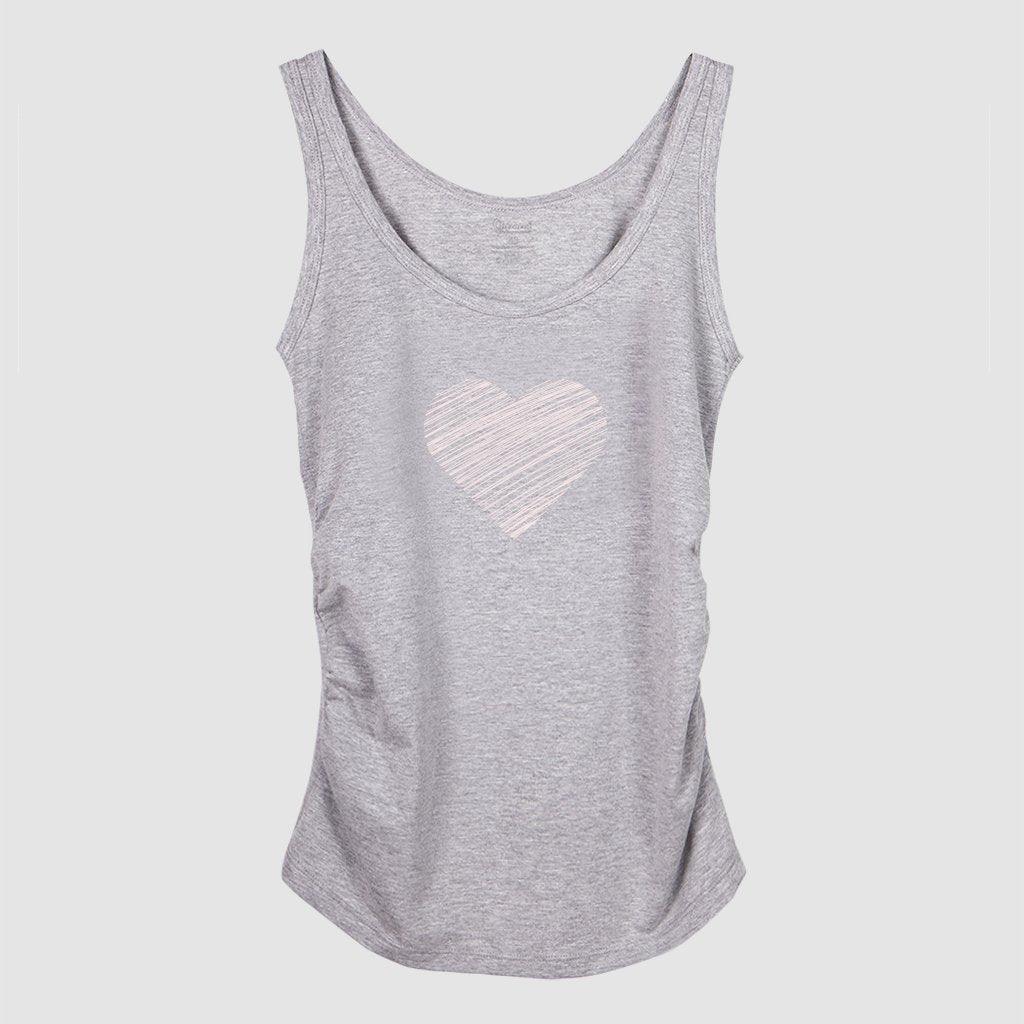 Top Estampado Materno - Corazón Rayas - Pliegues Laterales Ohm - Ohmamá Ropa de Maternidad